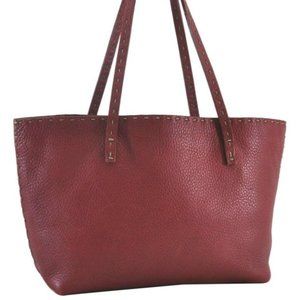 Fendi True Red Selleria Leather XL Two Strap Limited Edition Tote
